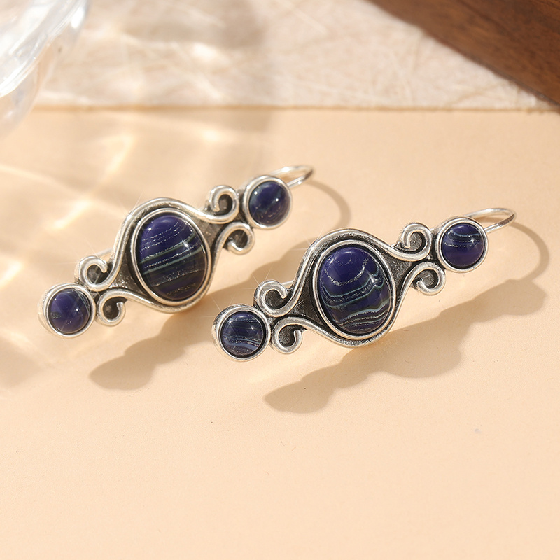 Women's Retro Handmade Silvery Color Drop Hook Earrings